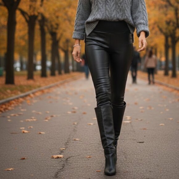 TRISTAN - Black faux leather leggings - Picture 3 of 9